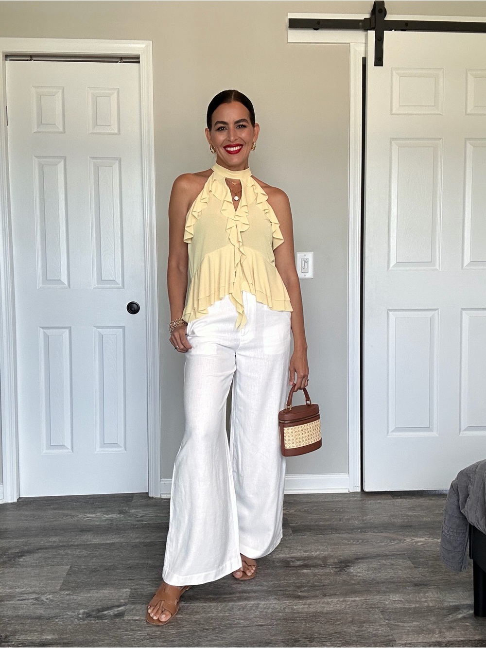 Light Yellow Ruffled Halter Top
